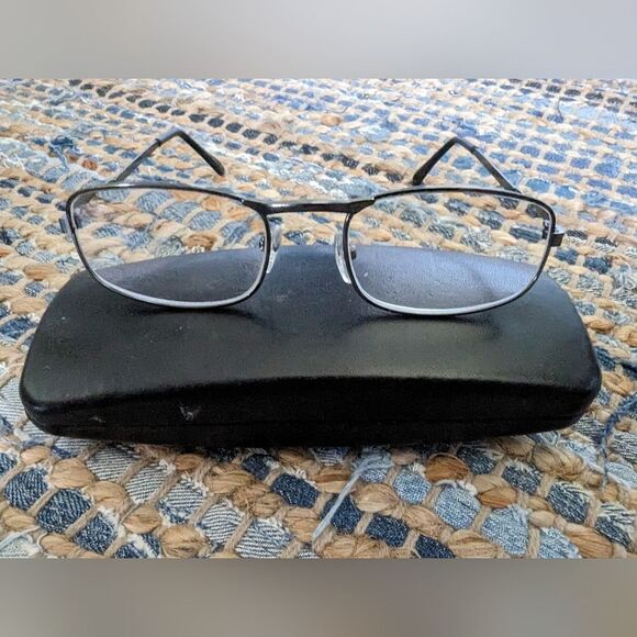 Readers With Case Men's Rectangle Wire & Metal GrandpaCore Retro Old Timey - Picture 2 of 7